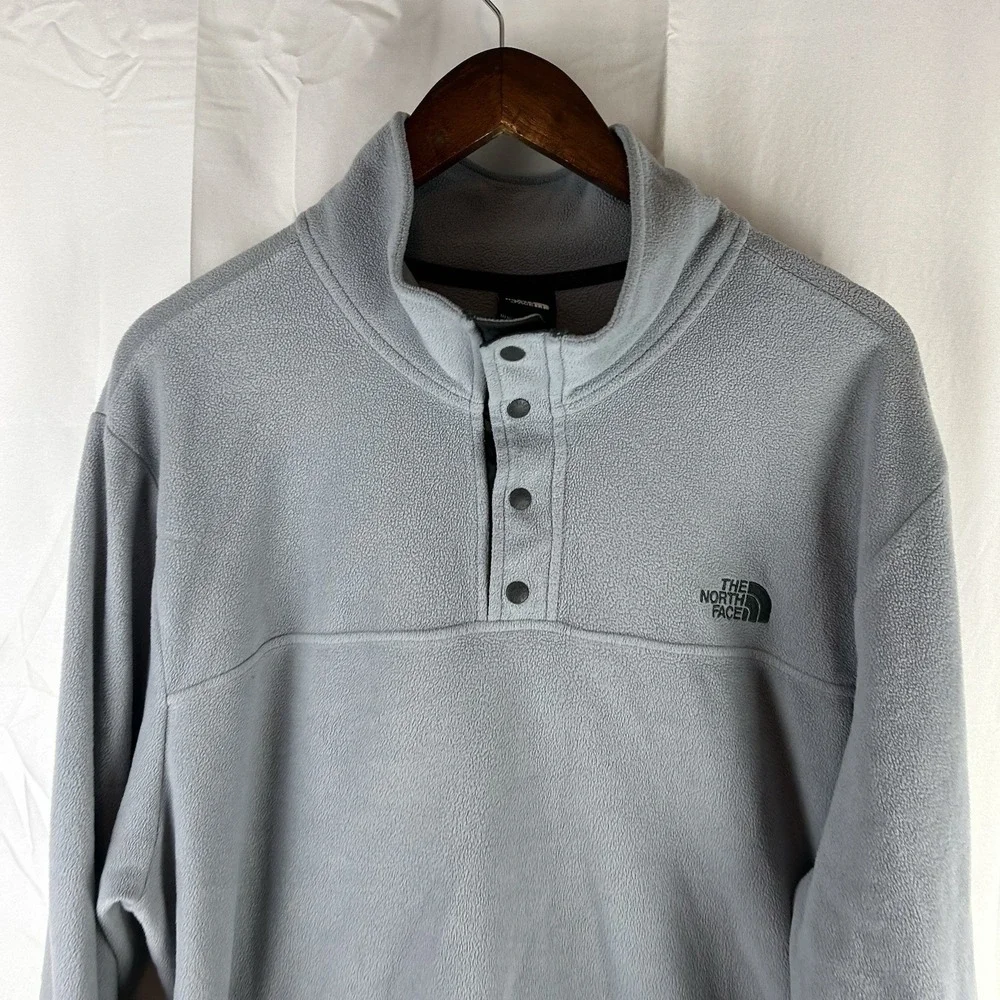 The North Face Sweater Mid Layer Fleece Pullover 1/4 T Snap Button Mens 2XL Grey